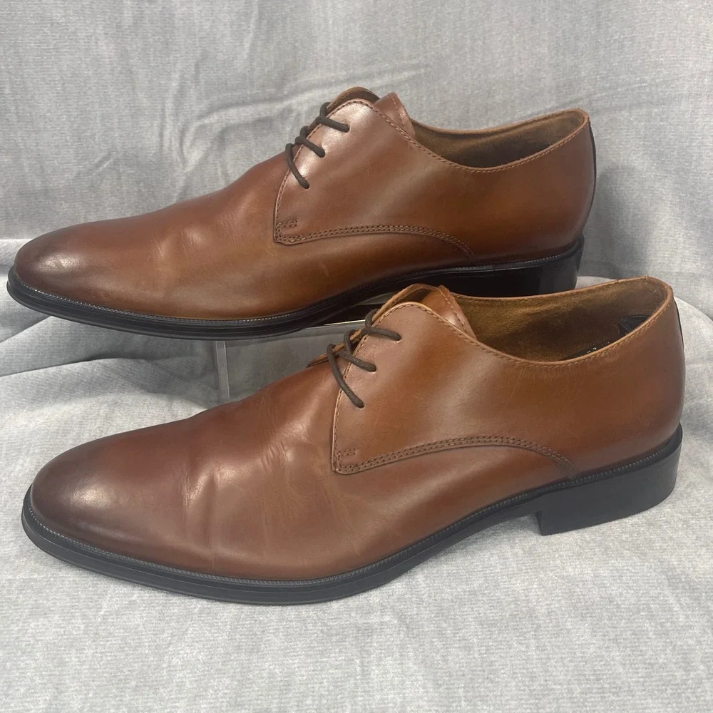 Kenneth‎ Cole Tully Derby Mens 10M Brown Leather Dress Shoes Techni-Cole